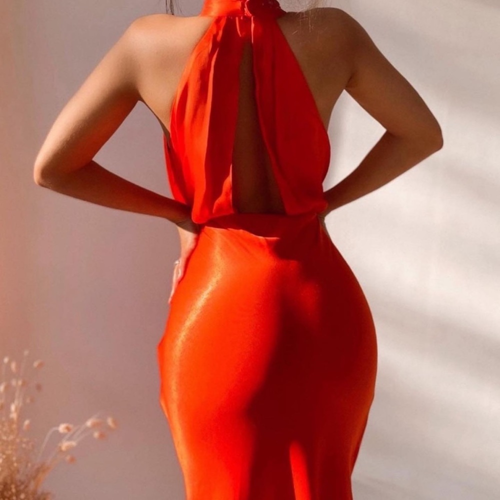 Zara Satin Effects Halter Neck Midi Dress - Picture 6 of 10